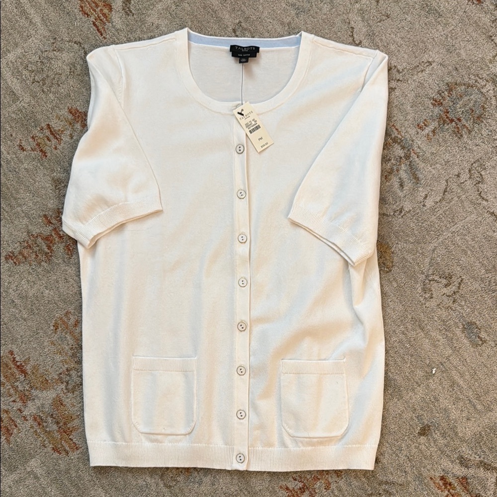 Talbots Off-White Button-Up Cardigan